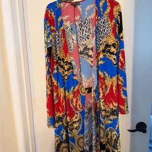 BOLD elements Red Blue Gold Baroque Maxi Dress